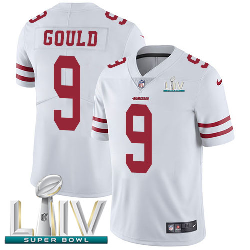 San Francisco 49ers Nike 9 Robbie Gould White Super Bowl LIV 2020 Men Stitched NFL Vapor Untouchable Limited Jersey